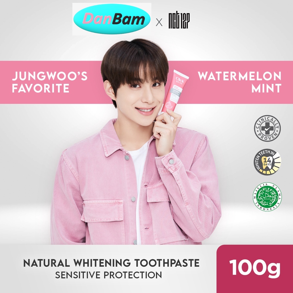 Click Natural Toothpaste Whitening + Sensitive Protection Pasta Gigi Korea Watermelon Mint