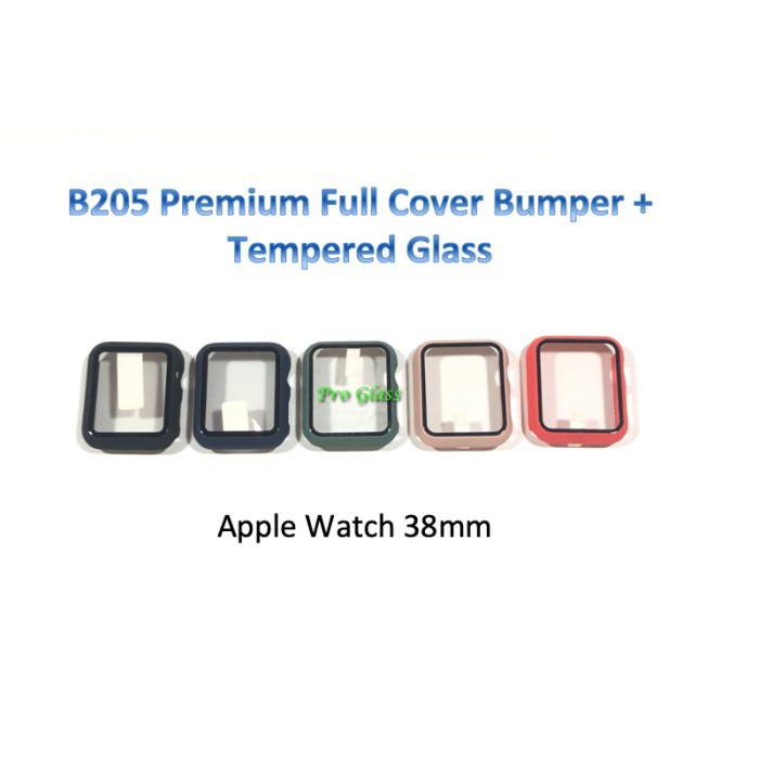 B205 Apple Watch 38mm 42mm Full Cover Bumper Case Frame + Tempered Glass