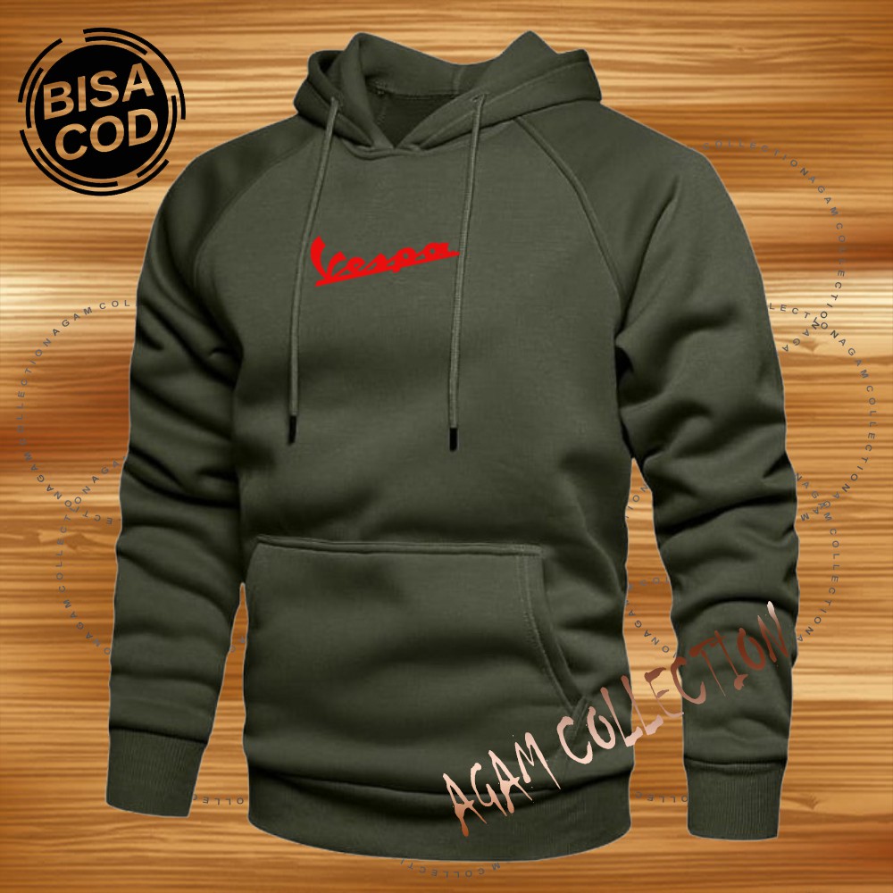 Agam collection Sweater Hoodie Distro Vespa Premium Text Merah Pria Wanita