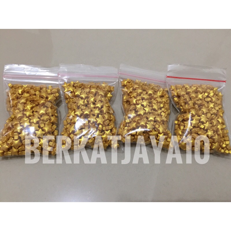 Sprinkle Mutiara Gold Emas bentuk Star Bintang Edible 20gr Dekorasi Kue