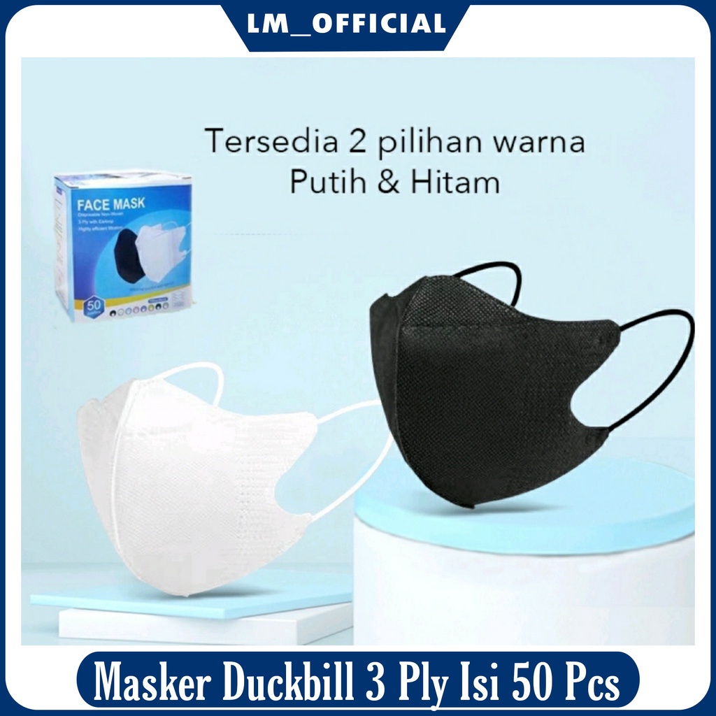 Masker Duckbill 1 Box Isi 50 Pcs - Masker Duckbill 3 Ply Mirip Sensi - Masker Duckbill