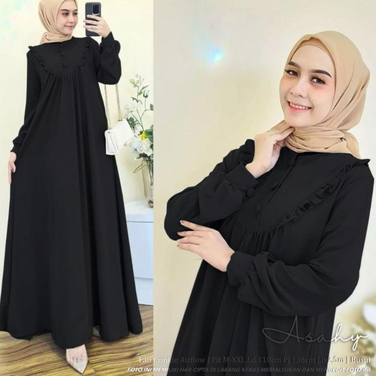 ASAHY DRESS CRINKLE  PREMIUM WANITA DRESS  WANITA2022 BAJU KONDANGAN  GUAN PESTA REMAJA KONDANGAN DR