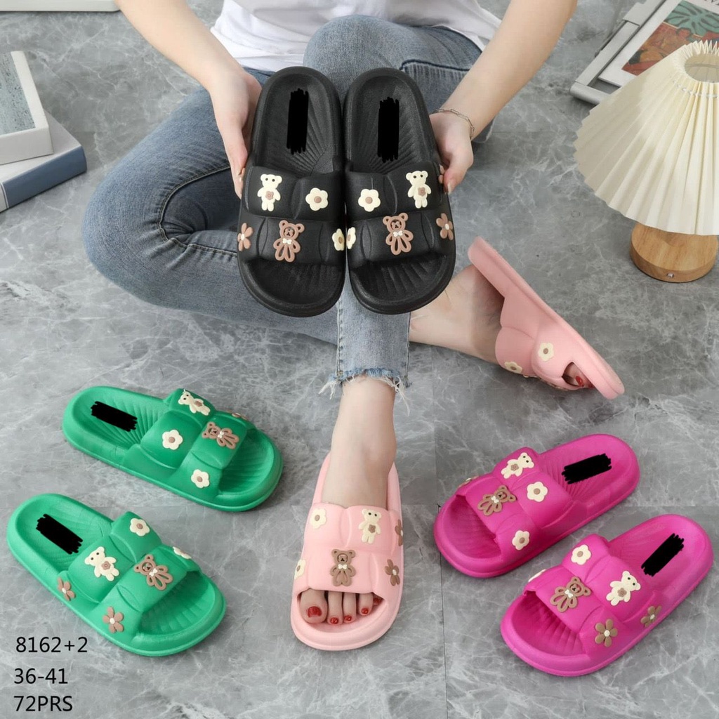 Lion - PVC TEDY BEAR - Sandal Jelly Slipper Wanita Korean Import Teddy Bear Bahan Soft Rubber Elastic Non-Slip