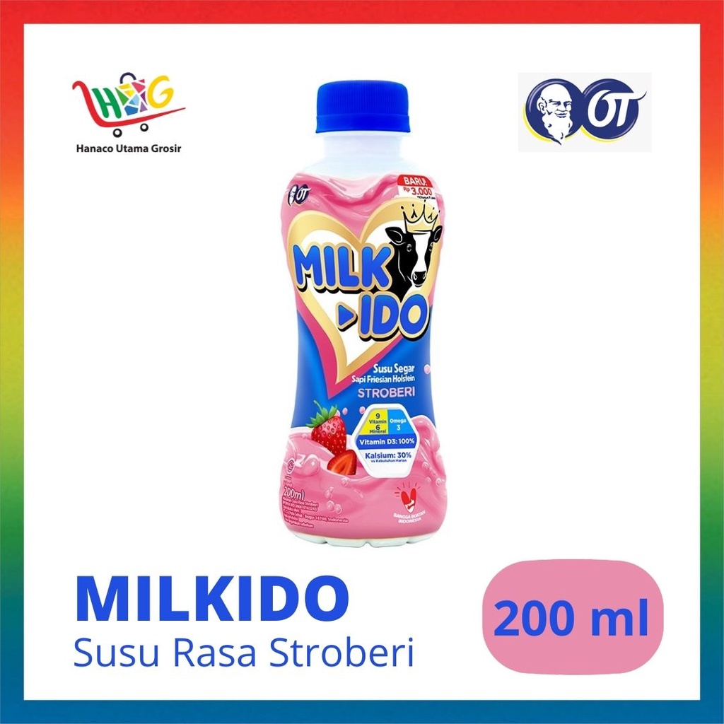 Susu Milkido - Stroberi / Cokelat / Melon 200ml