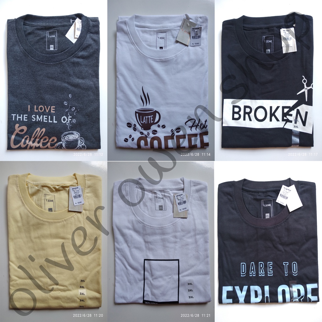 Kaos Oblong Lengan Pendek Size Jumbo 2XL 3XL 4XL Merk T~ZONE 100% Original