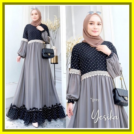 Baju Gamis Wanita Brokat Remaja Terbaru 2022 Model Kekinian Trend Gamis Farantika Mewah Dusty Ukuran