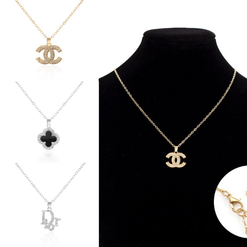 kalung liontin wanita korea motif huruf cantik elegan