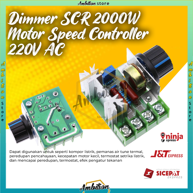 [BISA COD] Dimmer SCR 2000W Voltage Regulator Speed Controller Motor Suhu Pemanas