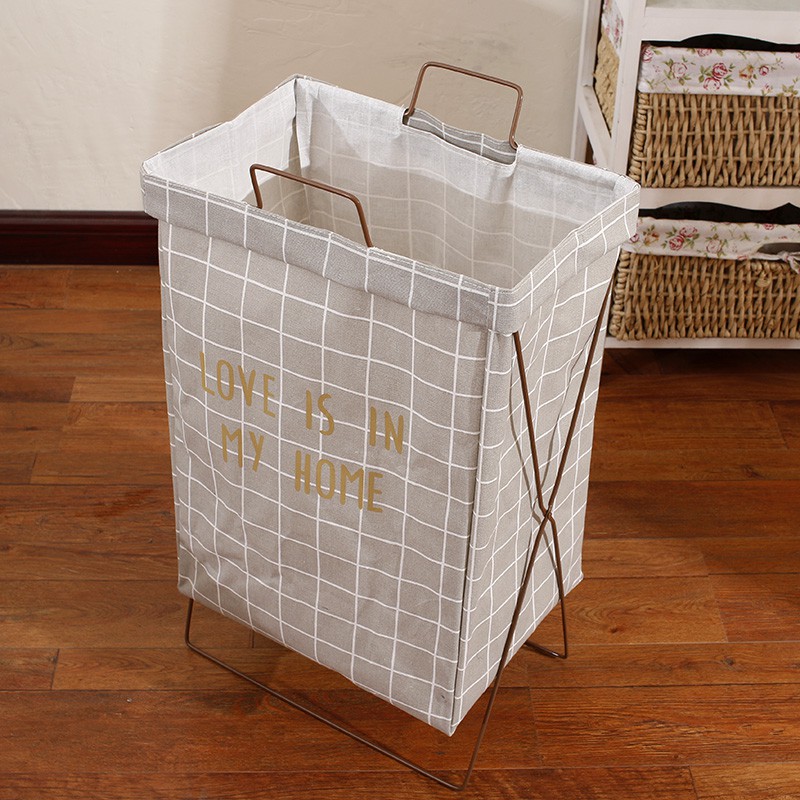 Alfaindo Keranjang Baju Cucian Pakaian Kotor Laundry Basket dengan Rangka Besi KB010