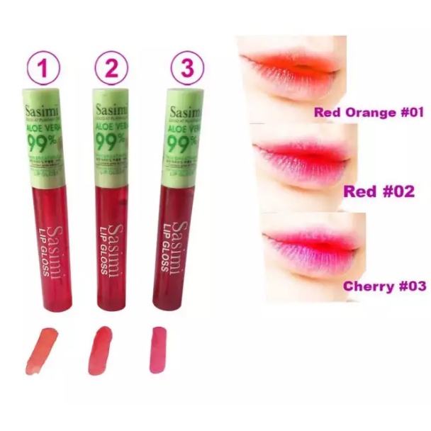 [PER 3 PCS] Sasimi Lip Tint/ Lip Gloss Aloe Vera 15 Gr