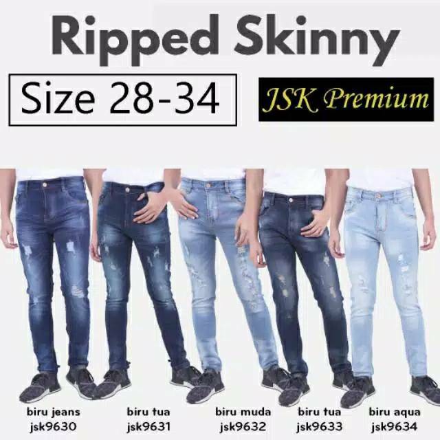 [SIZE 28-34] Celana Panjang Skinny Jeans Pria SoftJeans Cowok Denim Ripped JUMBO BIG SIZE JSK