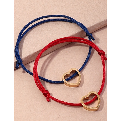 LRC Gelang Tangan Fashion Color Mixing Hand-woven Love Pendant P31900