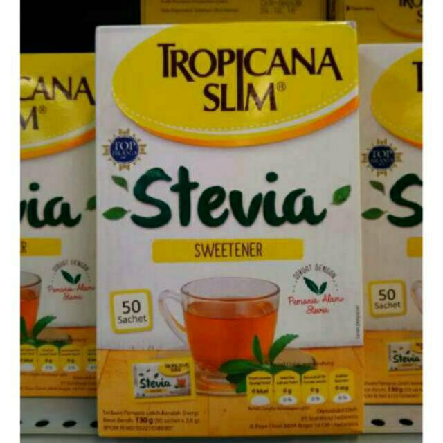 

Tropicana Slim Stevia Sweetener 50 sachet @2,6 gr - gula stevia - gula diet