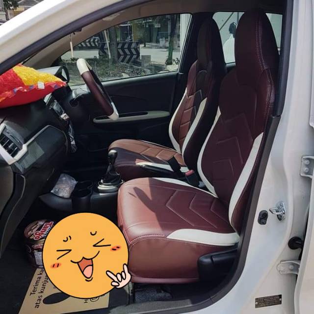 Sarung jok brio bahan carviero vitz free cover setir& safety belt