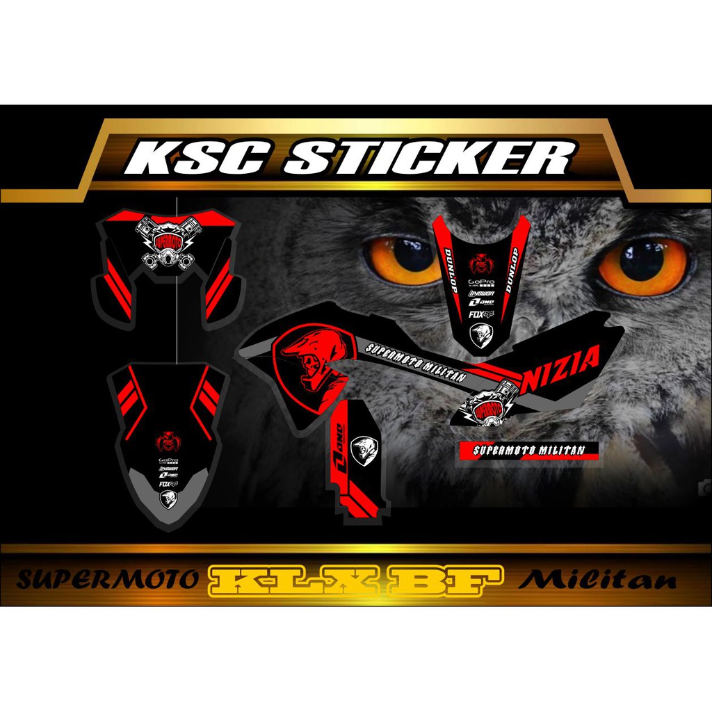 decal klx bf 150 simple merah Supermoto Militan