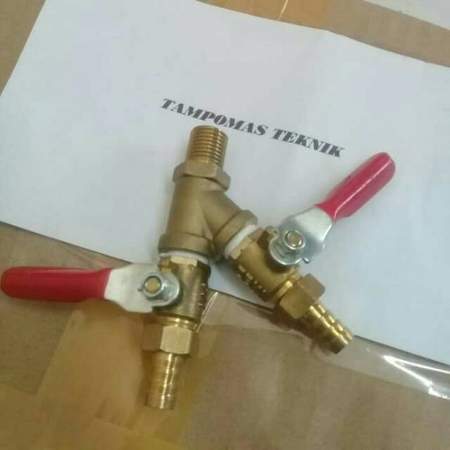 Kran Cabang Kompresor Cabang  2 Kuningan Kran Angin Kran Steam 1/4"