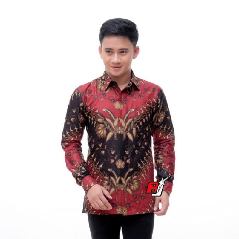 Batik Kemeja Pria New Arrival Distro Batik Pria Bordir Sogan HRB026 Batik Notoarto Batik Pekalongan Termurah