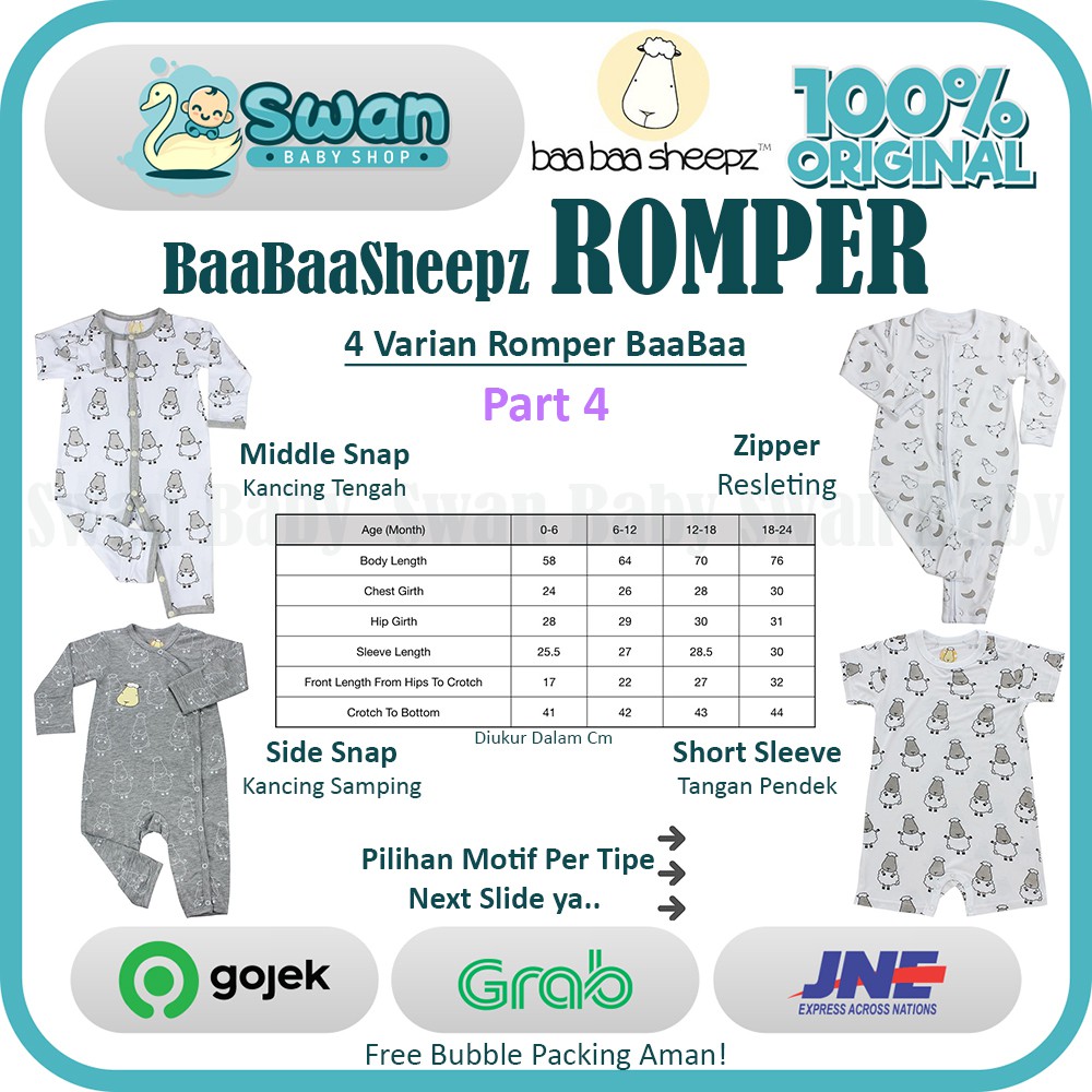 Baabaasheepz Romper / Baa Baa Romper Zip - Resleting Part 4