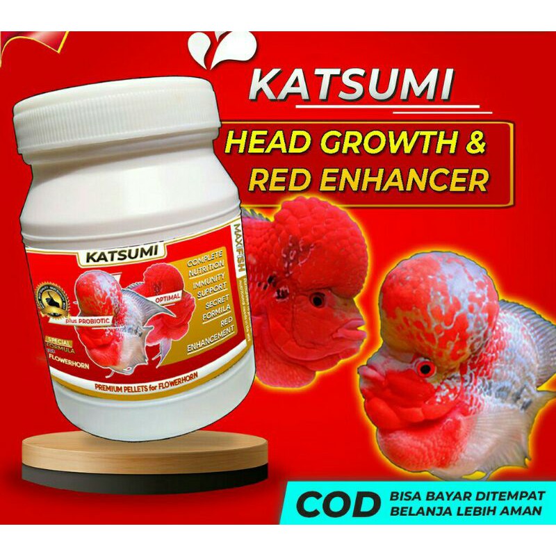 KATSUMI Pelet Louhan Jenong dan Warna with Carophyll Spirulina Probiotic Pelet Ikan Hias Red Devil