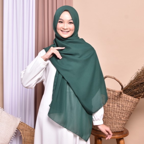 Pashmina Bella Bahan Pollycotton Premium Grade A Pasmina Pasminah Fasmina Murah-Hijau Botol