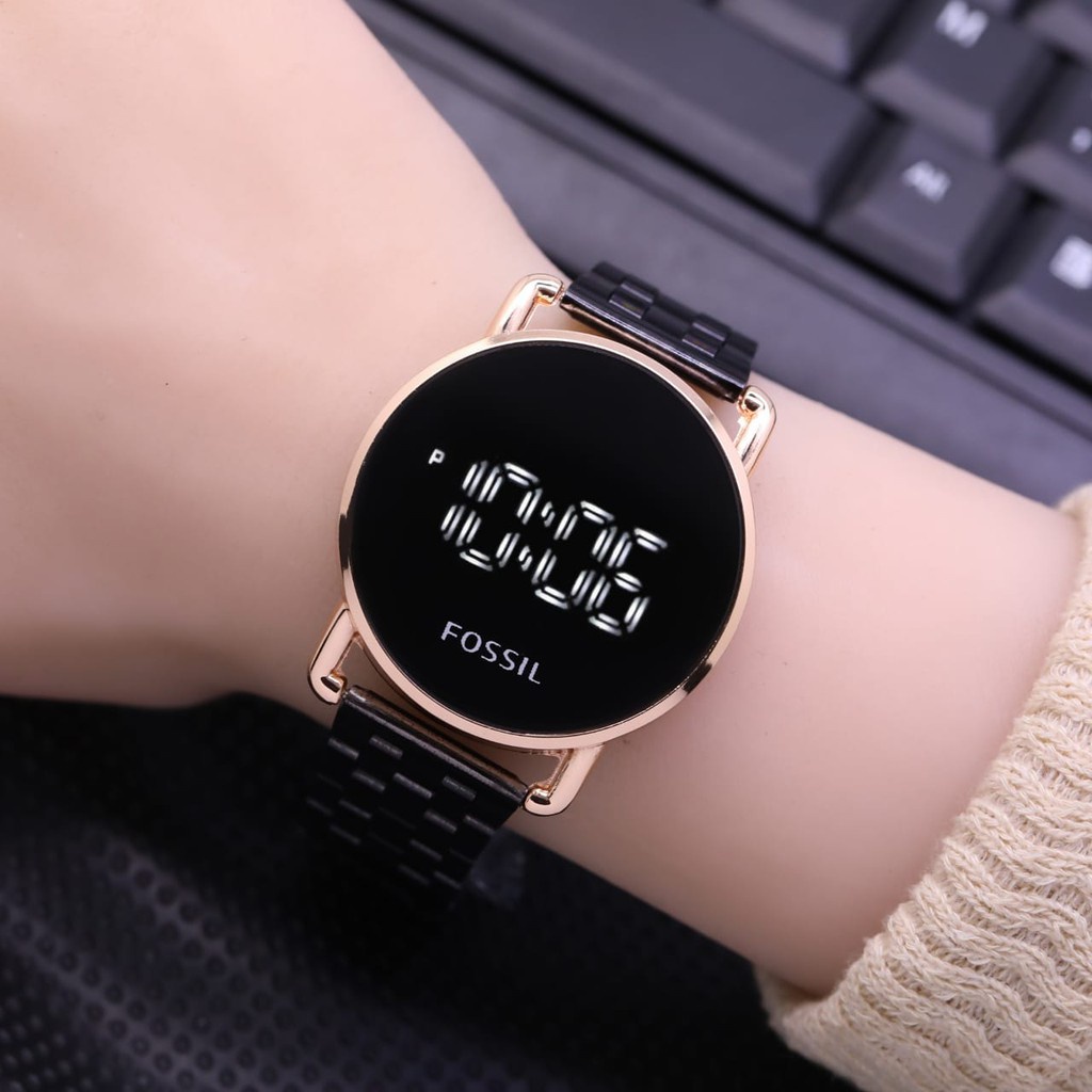 Jam Tangan Wanita Fashion LED Touch Screen B7756R Tali Rantai Free Box &amp; Baterai