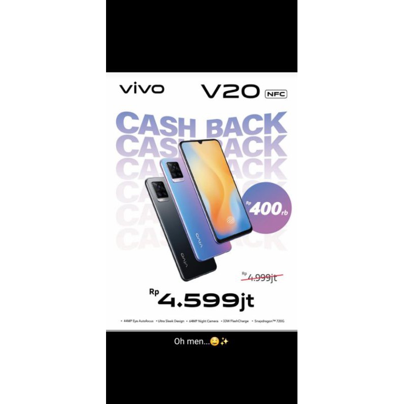 Vivo V20 desain terbaru,harga terjangkau dan spek tinggi