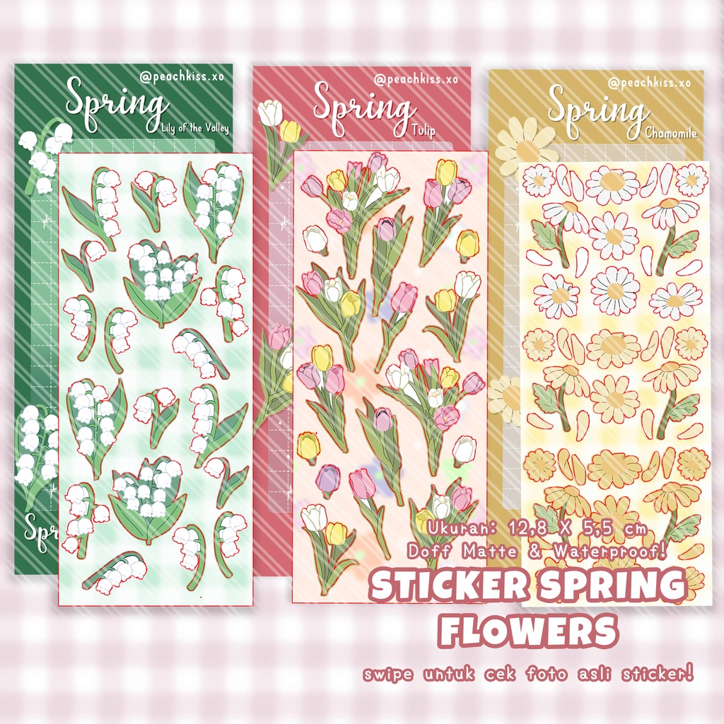 Stiker Dekorasi Deco Photocard / Journal / Polcos Spring Flowers / Bunga [ Tulip , Chamomile , Lily of the Valley ] (waterproof) by @peachkiss.xo