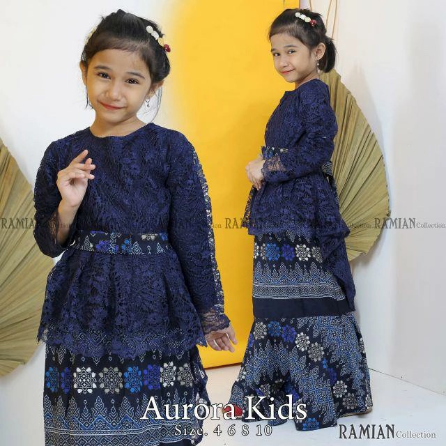 SETELAN KEBAYA ANAK BRUKAT AURORA Mcm warna''Setelan Kebaya Brukat Anak dan Rok Duyung / Kebaya Modern / Set Kebaya Anak / Kebaya Anak / Kebaya Brokat / Kebaya Wisuda / Kebaya Pesta / Kebaya Original / Kebaya Murah / Big Size / Batik Anak