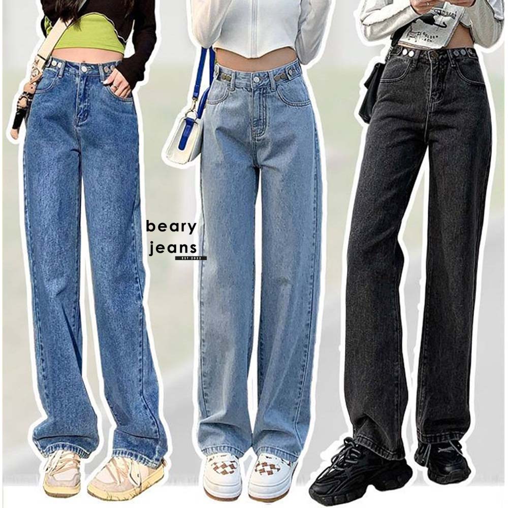 BEARYJEANS Celana Jeans Wanita Jeans Kulot Highwaist Jeans Celana Panjang Jeans - BJ001