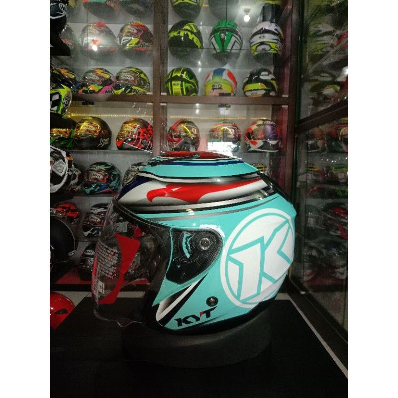 KYT Kyoto R Solid White / Kyoto R Putih Original kyt-Motif Aquamarine
