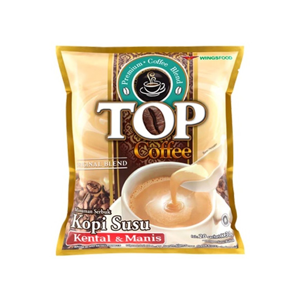 

Top coffee kopi susu kental manis isi 10 sachet x 30 gram