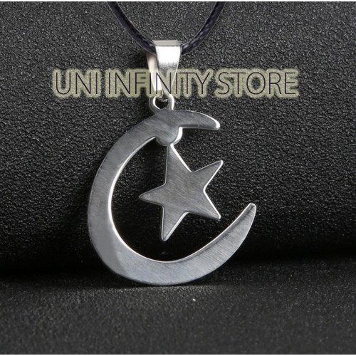 JWNE0226 Kalung Bulan Sabit Bintang Unisex Crescent Moon Star Necklace