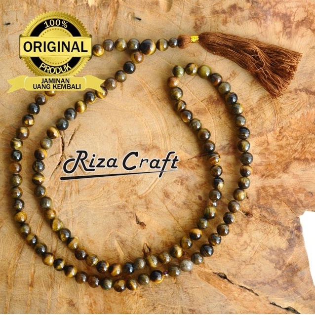 Tasbih Batu Akik Tiger Eye Asli Alam Natural Unik stock terbatas 99 Butir