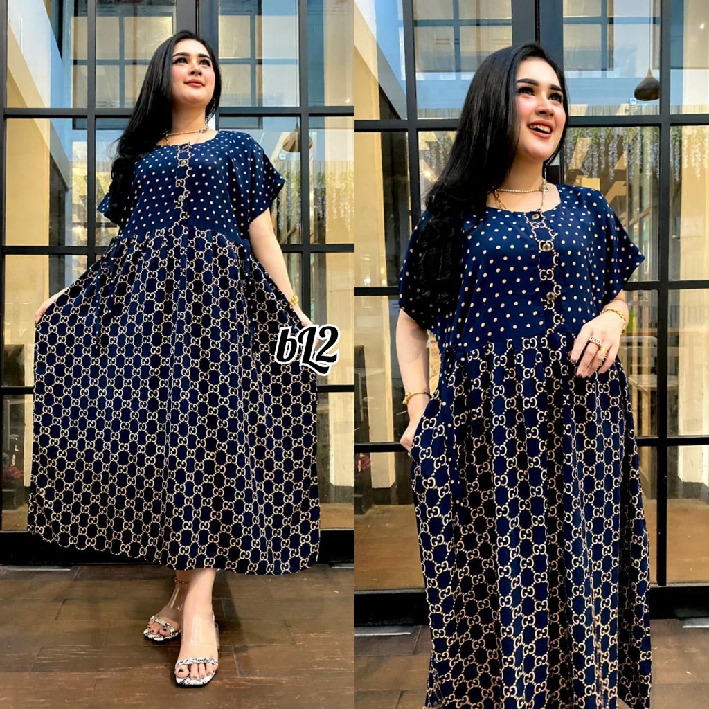 DRESS JUMBO WANITA TERBARU 2023 BAHAN RAYON TEBAL GRADE A KUALITAS PREMIUM /DRES BUSUI TERBARU