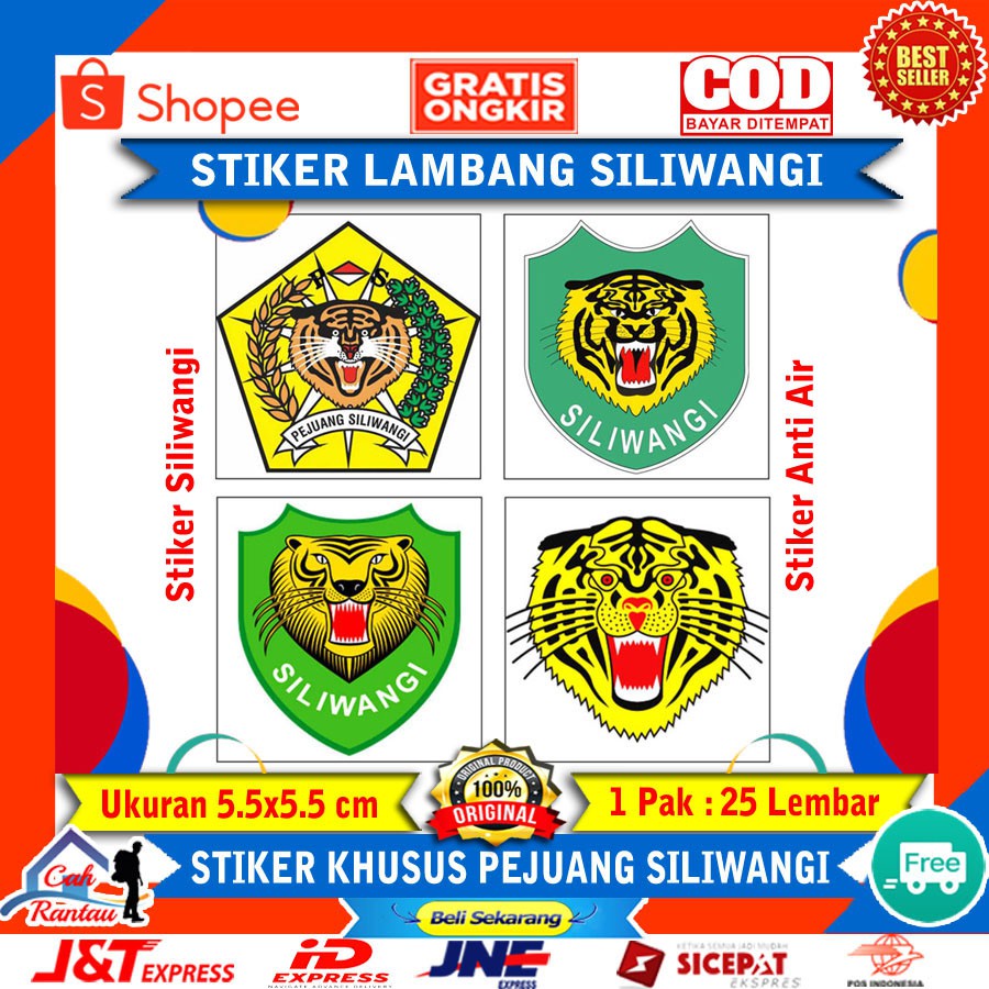 Stiker Dekorasi Tempelan Tempel Dinding Lambang Logo Pejuang Siliwangi Macan Putih Kujang Kembar