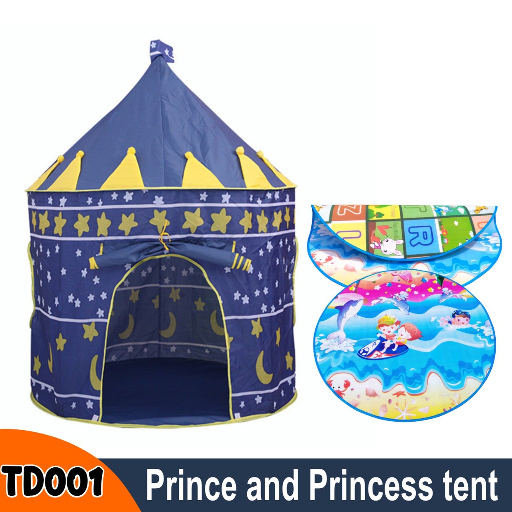 Paket Tenda Anak + Alas Tikar Bulat Bermain Model Castle Kids Camping Indoor Outdoor Anak