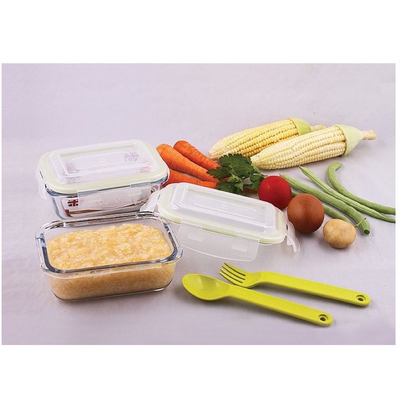 CIKI BABYFOOD CONTAINER GLASS 370ML ISI 2 PCS TEMPAT PENYIMPANAN MPASI