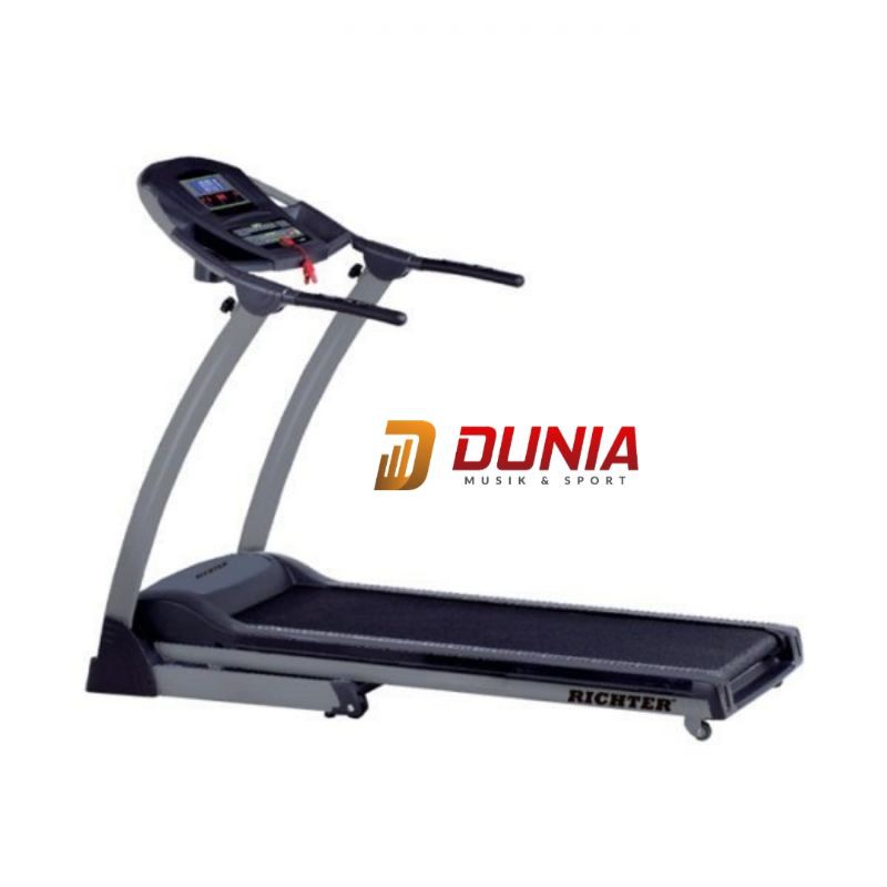 Richter Exodus S Treadmill Elektrik Abu-abu 167x75x134.5 cm, Motor DC 1.75 HP, Kecepatan 1-16 km/h, Incline 0-12%