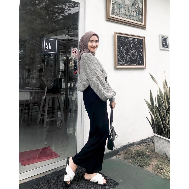 Rok Span Knitted / Rok Span Panjang / Rok Kerja Kuliah OOTD Terkini