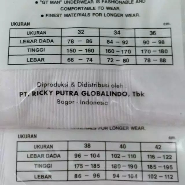 302B GT Man Kaos Dalam Singlet Pria 302B