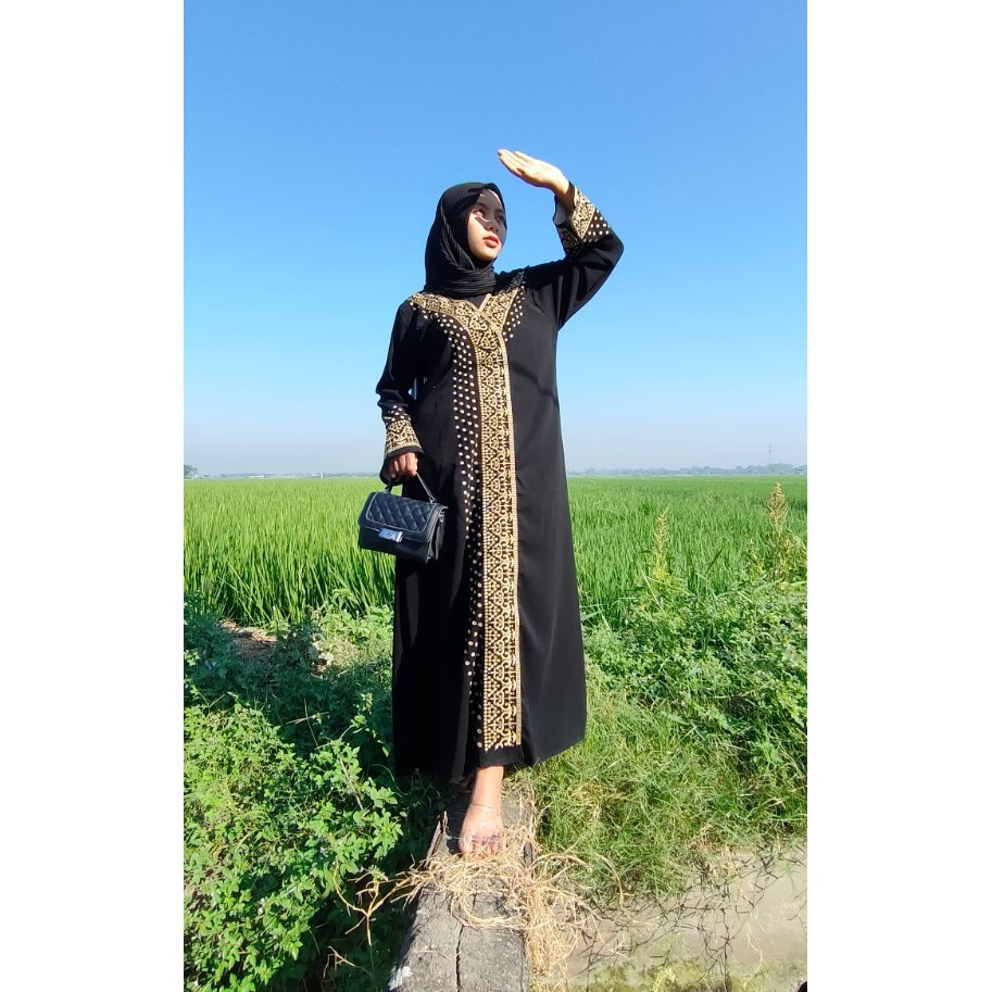 Exclusive Casual Abaya Hitam Bahan Jetblack Dress Maxi Turkey Umroh Kwalitas Boutique-Kimono