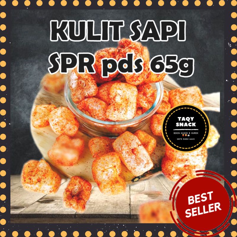 

[✨Best Seller Taqy Snack✨] Kerupuk Kulit Sapi super Pedas 65gr Handmade Original 100%