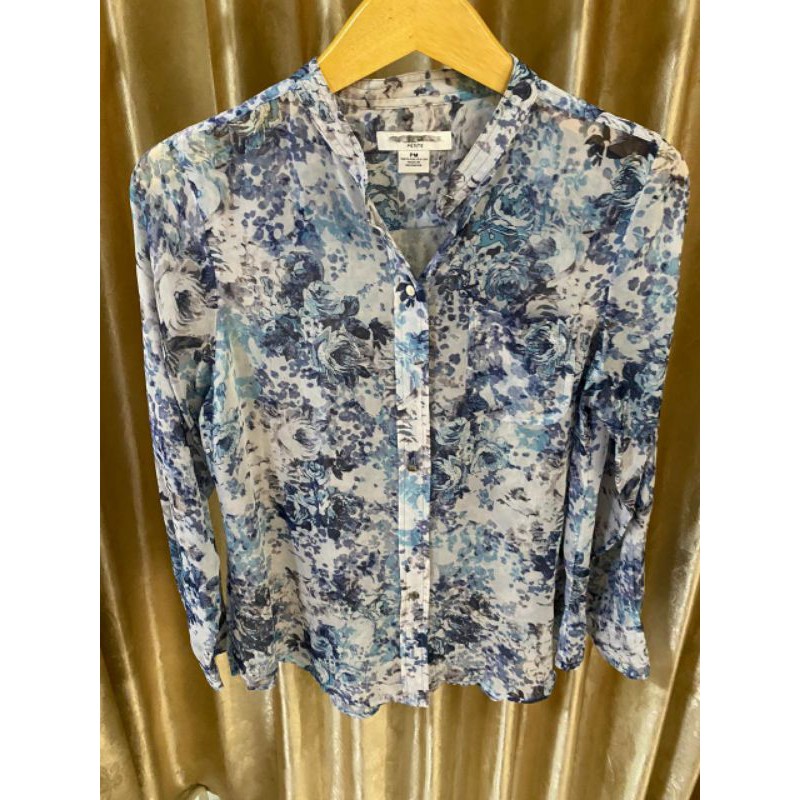 Preloved Kemeja Wanita Petiti  Biru Transparan Murah