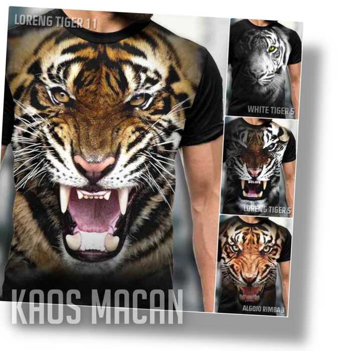 KAOS HARIMAU Loreng Baju Macan Maung Tiger Keren Premium Distro Kaos Harimau Anak Dewasa