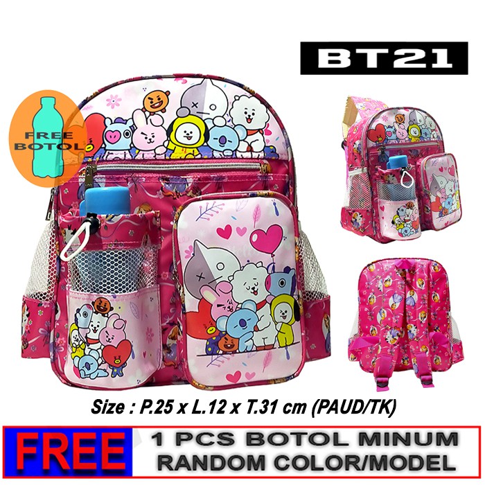 Tas Ransal Anak Perempuan sekolah PAUD/TK Karakter FROZEN -UNICORN -PONY- LOL- BTS 21 FREE BOTOL!!