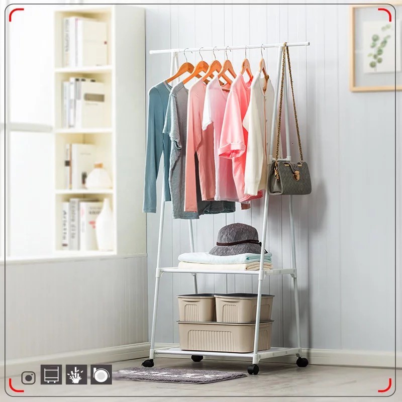 Triangle Stand Hanger Gantungan Rak Baju Tas Buku Serbaguna 4 Roda