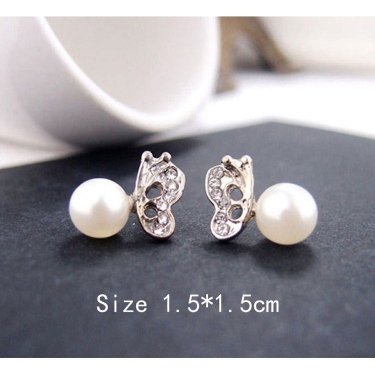 ANTING MUTIARA ZIRCON KUPU-KUPU BUTTERFLY XUPING LAPIS EMAS PUTIH IMPORT