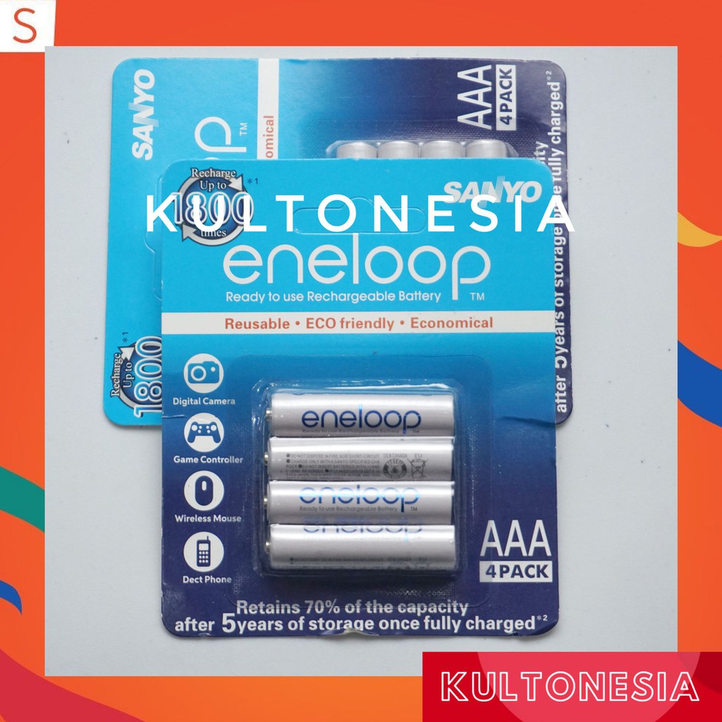 Baterai Sanyo Eneloop AAA A3 800mAh Isi 4Pcs Baterai isi ulang sanyo