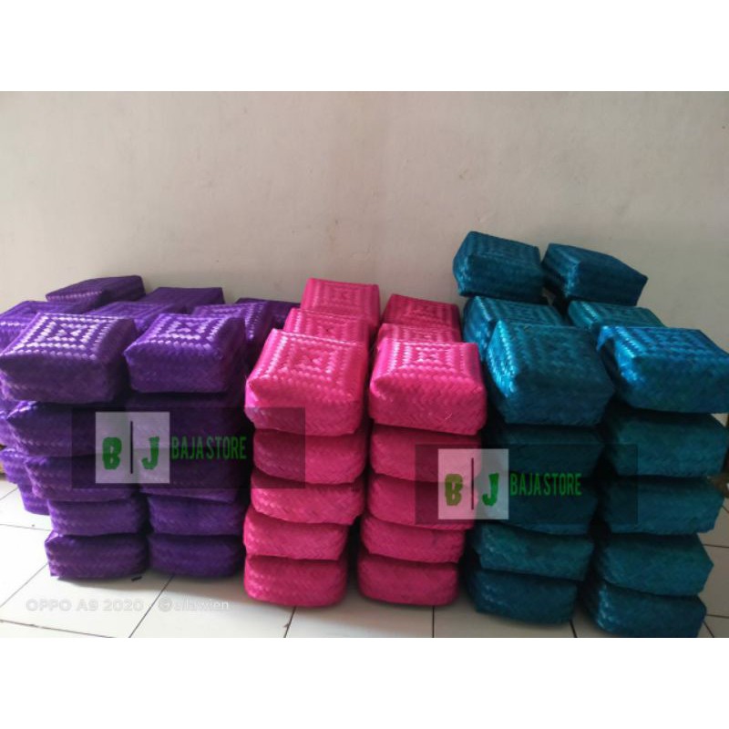 besek bambu warna pink ,biru, ungu ukuran 22cm 35pasang