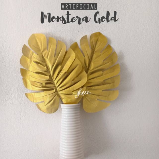 Artificial Monstera Gold / daun monstera gold